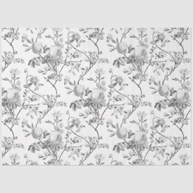 Elegante Chic Vintag Gray Rose Floral Seidenpapier (Vorderseite)