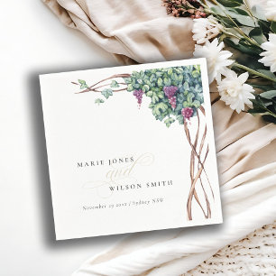 Elegante Chic Watercolor Grapevine Foliage Hochzei Serviette