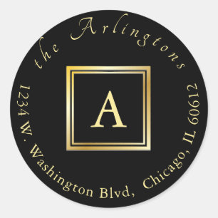 Elegante Chic Wedding Gold Monogram Rücksendeadres Runder Aufkleber