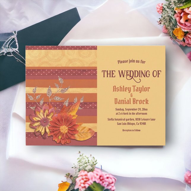 Elegante Chic Whimsical Calligraphy Floral Wedding Einladung (Von Creator hochgeladen)