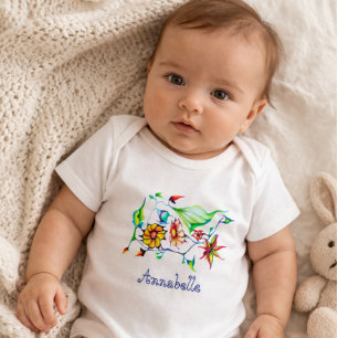 Elegante Chic Whimsical Exotic Blume - Anpassen Baby Strampler