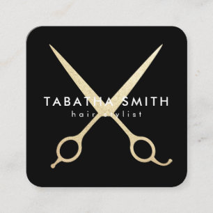 Elegante Chicgoldfolie scissors Quadratische Visitenkarte