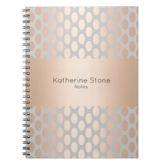 Elegante Chick Rose Gold Polka Dots Muster Grau Notizblock
