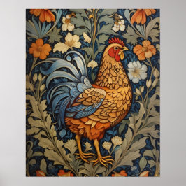 Elegante Chicken William Morris Inspiriert Poster