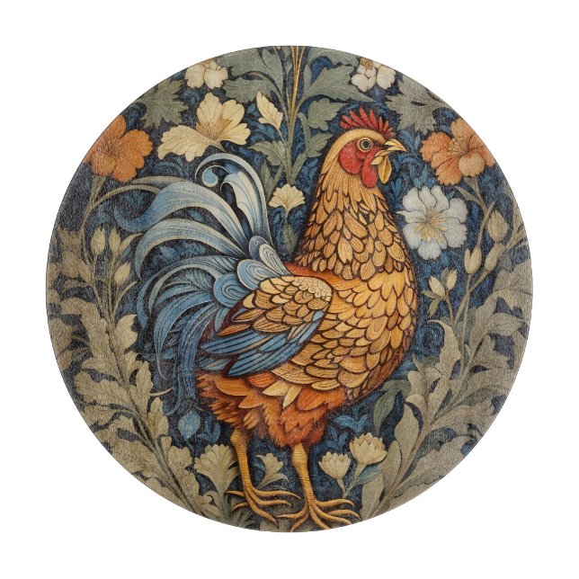 Elegante Chicken William Morris Inspiriert Schneidebrett (Vorderseite)