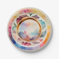Elegante China Wasserfarben Hochzeiten Teller & Bo