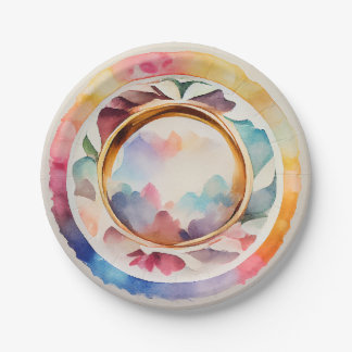 Elegante China Wasserfarben Hochzeiten Teller & Bo