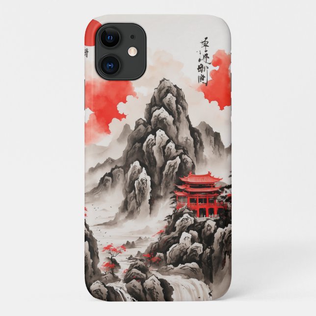 Elegante chinesische Landschaft Handy Case - Rot u (Rückseite)