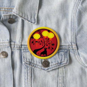 Elegante chinesische New Year OX Gold Lanterns Button