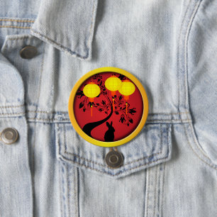 Elegante Chinesische Silvesterkaninenstrahlen Button