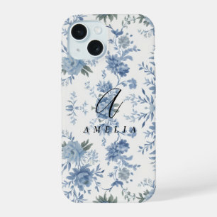 Elegante Chinoiserie-Blau-Toile iPhone 15 Hülle