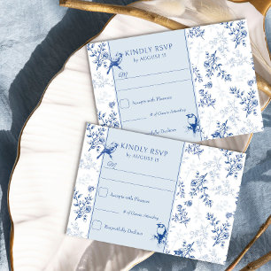 Elegante Chinoiserie Blau-Weiße Florale Hochzeit RSVP Karte