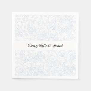 Elegante Chinoiserie Blaue Hochzeit mit Blumen Serviette