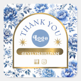 Élégante chinoiserie bleu fleurs sticker