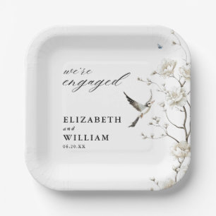 Elegante Chinoiserie Blumengarten Engagement Party Pappteller