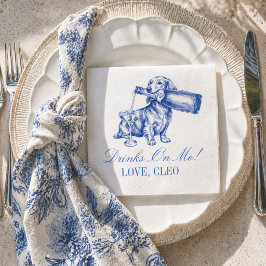 Elegante Chinoiserie-Dachshund-Champagner-Hochzeit Serviette