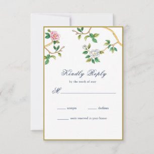 Elégante Chinoiserie Floral carte RSVP