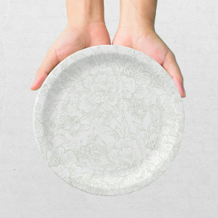 Elegante Chinoiserie-Grüne Blumige Hochzeit Pappteller