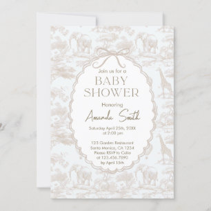 Elegante Chinoiserie Toile de Jouy Babydusche Einladung