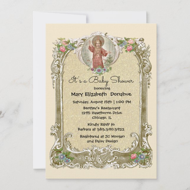Elegante Christliche Babydusche Einladung (Vorderseite)