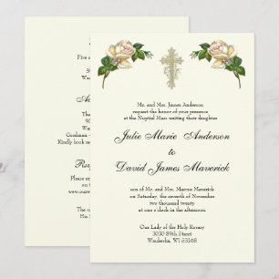 Elegante Christliche Cross Wedding Rings Katholisc Einladung
