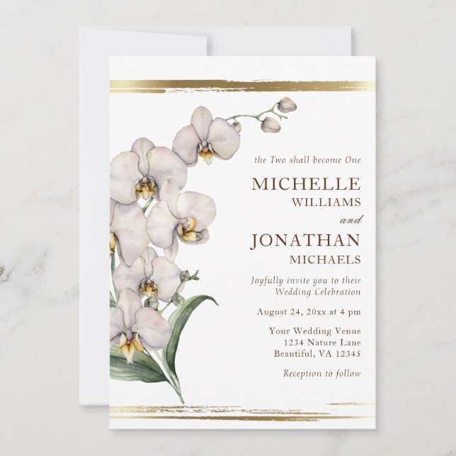 Elegante Christliche Hochzeit am Weißen Orchid Einladung (Vorderseite)