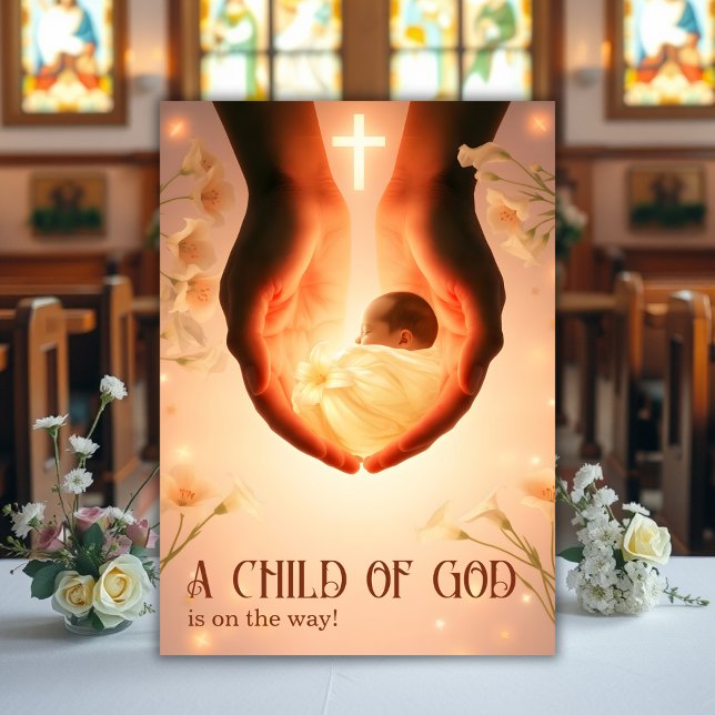 Elegante Christliche Kinderdusche Gottes Einladung (Elegant A Child of God Christian Baby Shower Invitation)