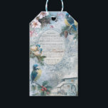 Elegante Christmas Bluebirds und Music Ephemera Geschenkanhänger<br><div class="desc">Elegantes rustikales Blumendesign mit Vintagen Bluebirds,  die auf Hütten und Pinienbäumen stehen,  Rose mit weißem Hund,  eine malerische Farm mit Wasserrad,  Handschrift,  Rollen und weiße Schnörkel mit "Zuhause Sweet Zuhause"-Musik in orginell eingravierten Rahmen. Im Hintergrund ist ein blass blauer Himmel mit weißen Wolken zu sehen.</div>