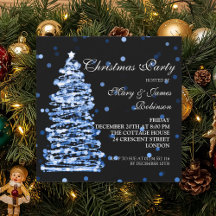 Elegante Christmas Bokeh Tree Holiday Party Blue