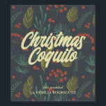 Elegante Christmas Coquito Winter Botanisch Weinetikett<br><div class="desc">Kombinieren Sie Äste,  Beeren und natürliche Wintergärten zu diesem farbenfrohen botanischen Coquito-Label.</div>
