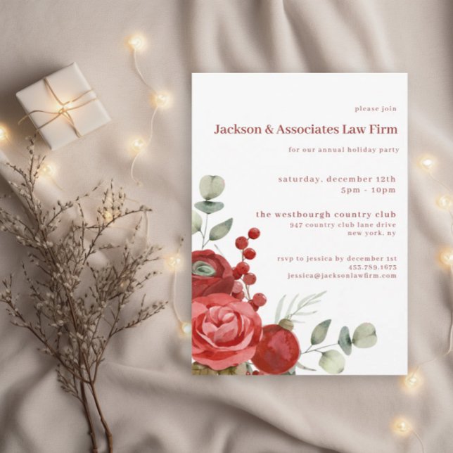 Elegante Christmas Floral | Corporate Holiday Part Einladung (Von Creator hochgeladen)