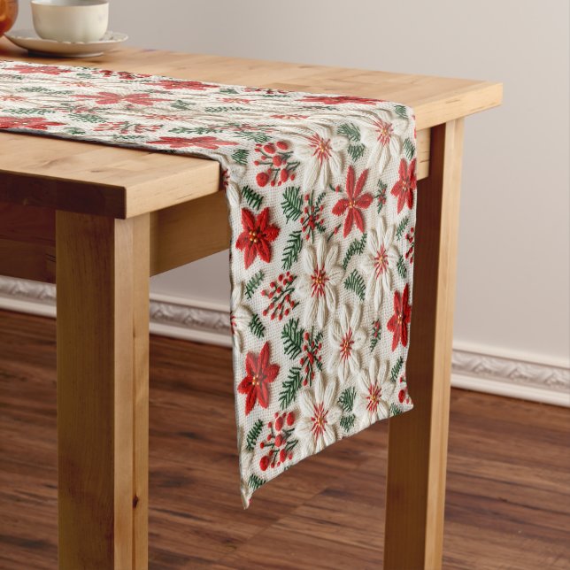 Elegante Christmas Floral Kurzer Tischläufer (Beispiel)