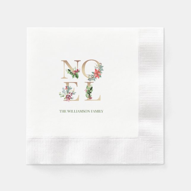 Elegante Christmas Gold Weihnachten Greenery Serviette (Vorderseite)