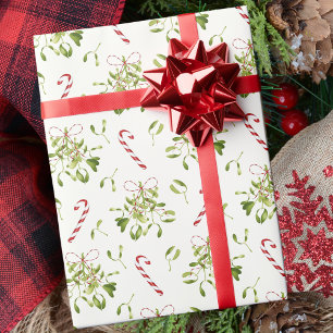 Elegante Christmas Greenery Mistletoe Geschenkpapier