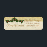 Elegante Christmas Holly Berry Branches, Glittery<br><div class="desc">Weihnachten Heilige Beeren Zweige und funkeln auf Imitaten goldenen glatten Hintergrund. Eine elegante und raffinierte designe.Costumize mit Ihrem Namen und Ihrer Adresse.</div>