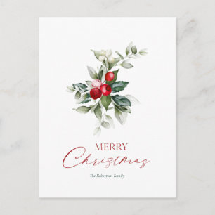 Elegante Christmas Holly Card Postkarte