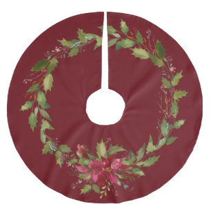 Elegante Christmas Poinsettia Holiday Wreath Polyester Weihnachtsbaumdecke