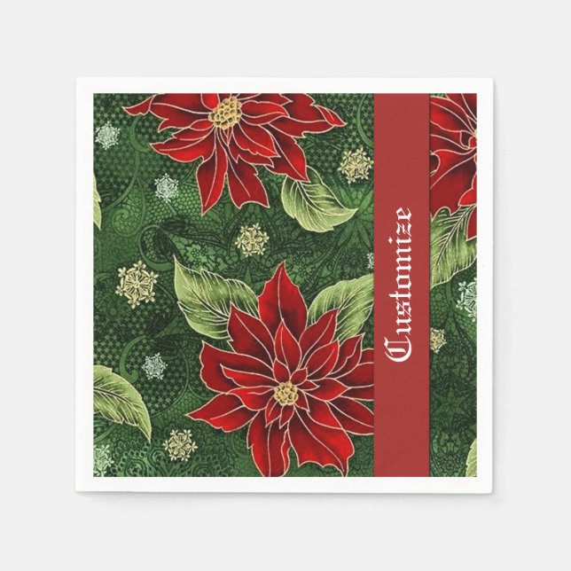 Elegante Christmas Poinsettia Napkins Serviette (Vorderseite)