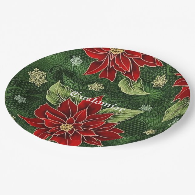 Elegante Christmas Poinsettia Paper Teller (Schrägansicht)