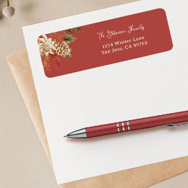 Elegante Christmas Poinsettia Rücksendeadresse