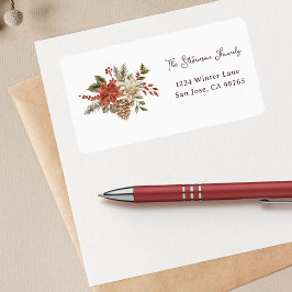 Elegante Christmas Poinsettia Rücksendeadresse Adressaufkleber