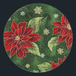 Elegante Christmas Poinsettia Stickers<br><div class="desc">*Customize by adding text.</div>
