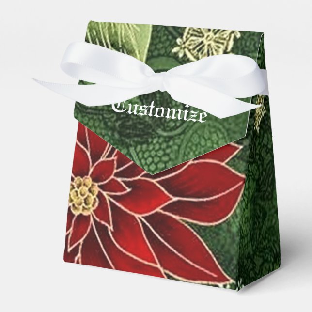 Elegante Christmas Poinsettia Tent Favor Box Geschenkschachtel (Vorderseite)
