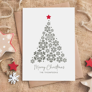 Elegante Christmas Tree Red Star Feiertagskarte
