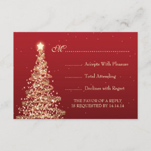 Elegante Christmas Wedding RSVP Red Karte