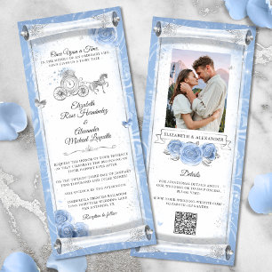 Elegante Cinderella Wedding Scroll Einladungskarte