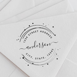 Elegante Circular Calligraphy Name Rücksendeadress Permastempel