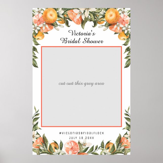 Elegante Citrus Botanical Brautparty Foto Prop Poster (Vorne)