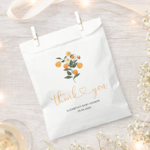 Elegante Citrus Orange Botanical Baby Shower Geschenktütchen