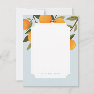 Elegante Citrus Orange Personalisiert Stationery Mitteilungskarte